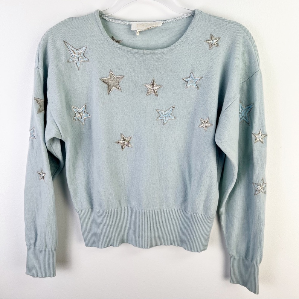 Escada By Margaretha Ley Sweater Womens 34 Blue Star Embroidery Wool 1980s Top